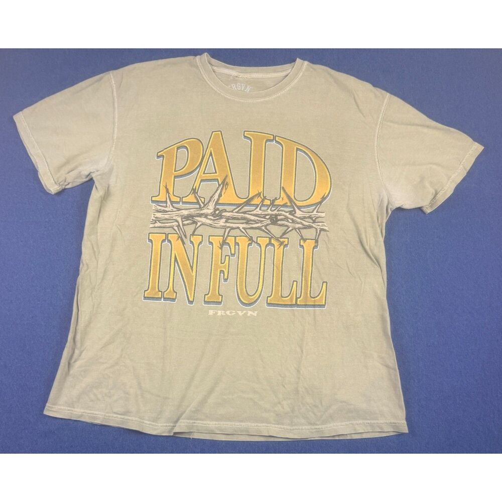 FRGVN Forgiven Paid In Full Crown of Thorns Graphic T-Shirt XL Tan